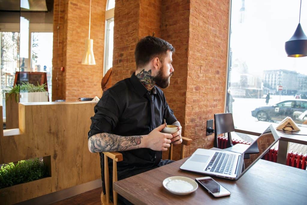 Man working on laptop